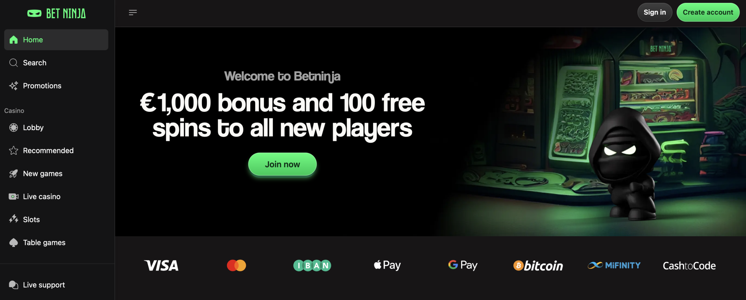 BetNinja - Más de 2.000 Juegos de Proveedores Líderes en Casino Online